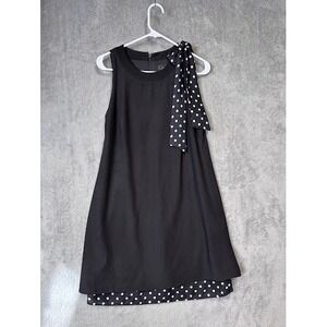 Chelsea Rose‎ Black Dress Womens Size 6 Sleeveless Polka Dot Tie A Line